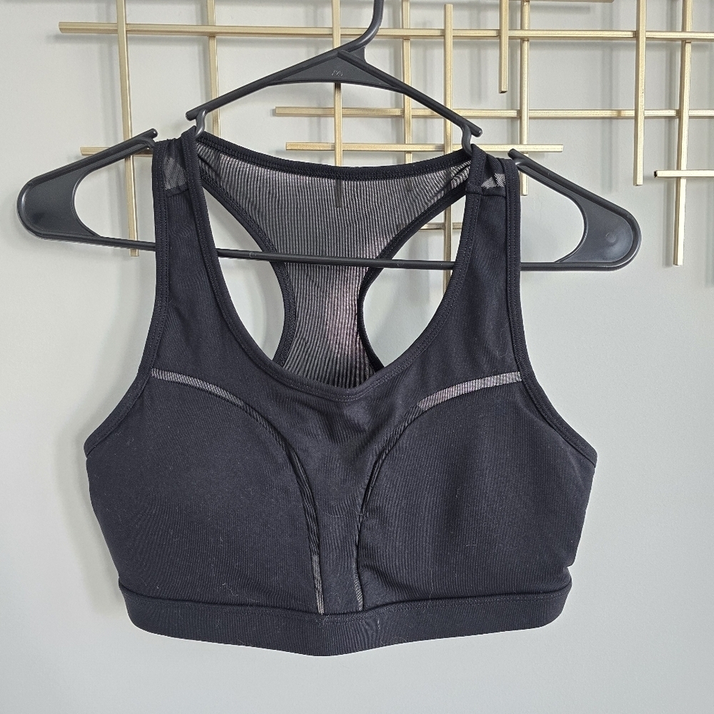 Forever 21 Black Racerback Sports Bra with Mesh Cut-Out Details​​